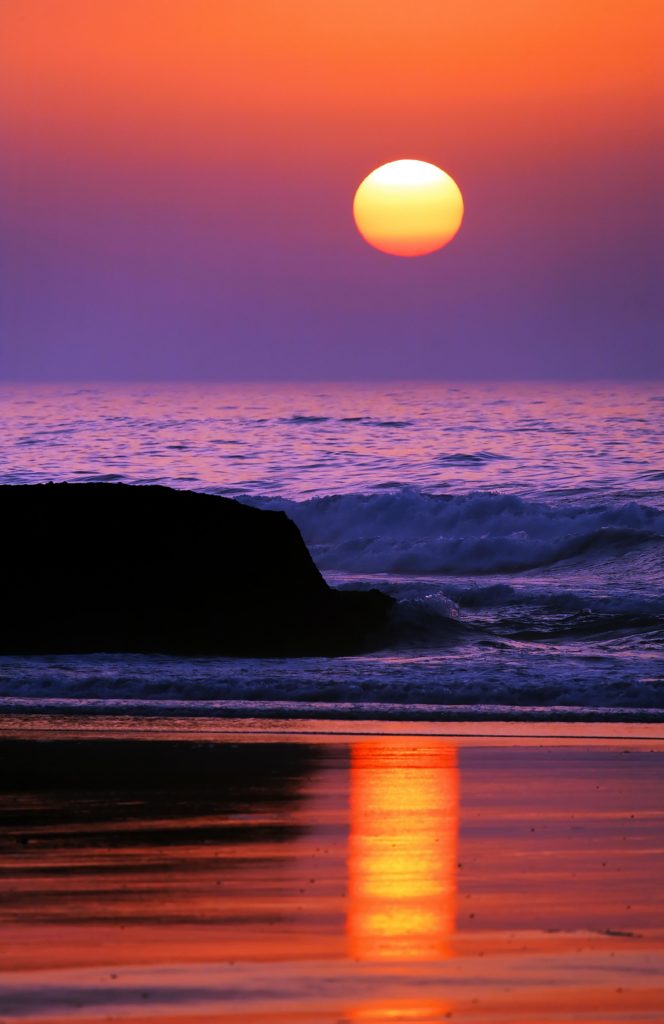 Coucher de soleil à Legzira beach Maroc